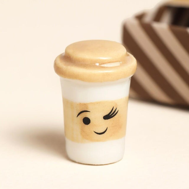Latte Matchbox Ceramic Token Close Up