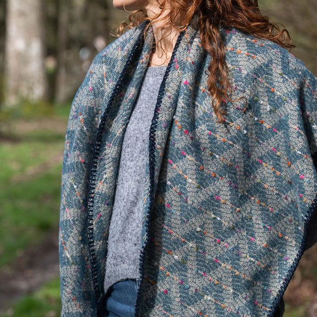 Teal Chevron Weave Stitch Scarf