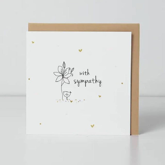 Simple Flower & Bird Sympathy Card