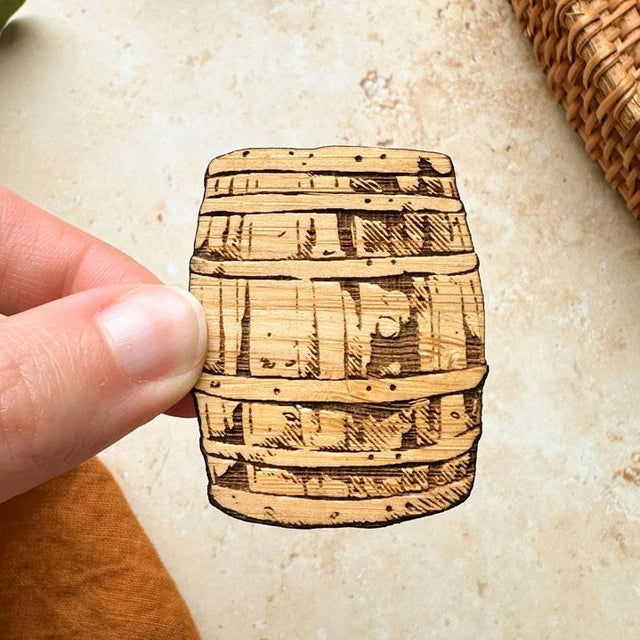 Whiskey Barrel Wood Magnet Close Up