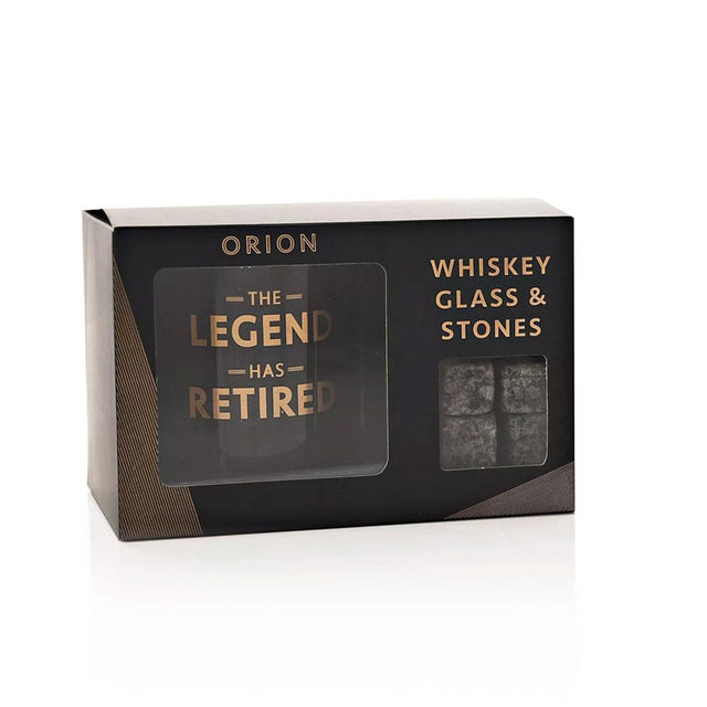Retirement Whiskey Glass & Stones in Gift Box