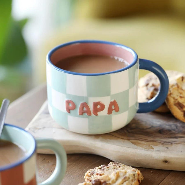 Papa Contrast Checkerboard Ceramic Mug