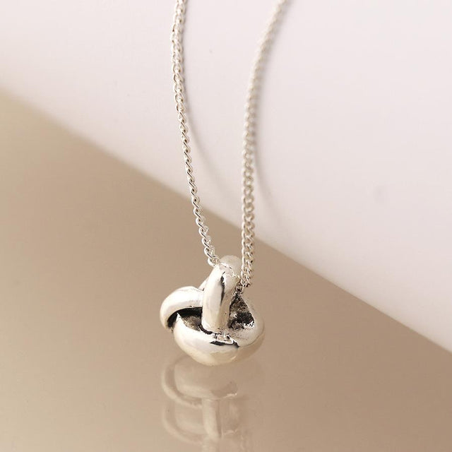 Silver Textured Infinity Knot Necklace