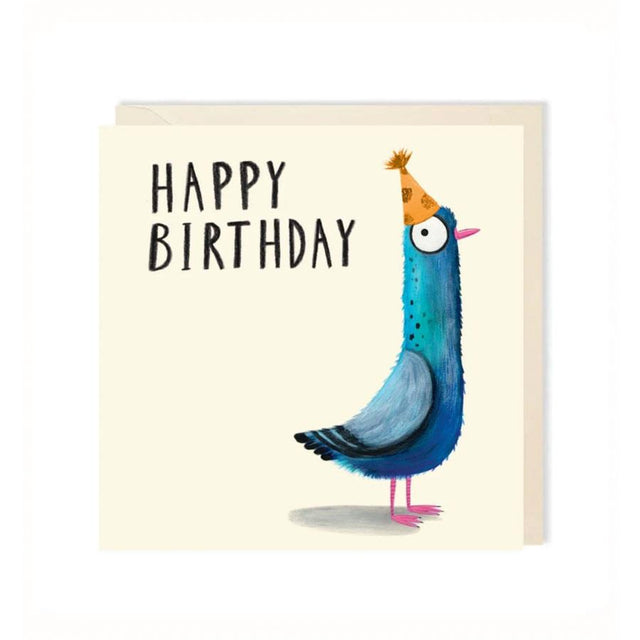 Pigeon with Party Hat Birthday Card