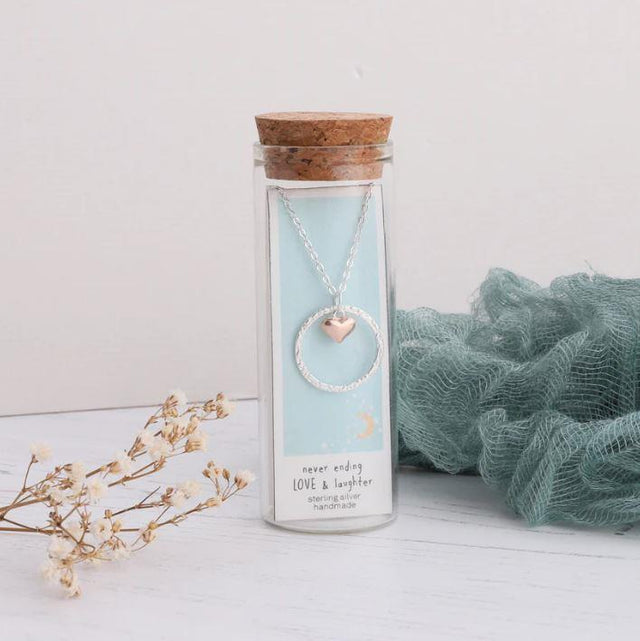 Friendship Circle Necklace in Rose Gold and Silver