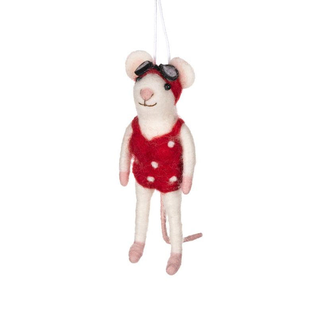 Wild Swimmer Felt Mouse Hanging Decoration