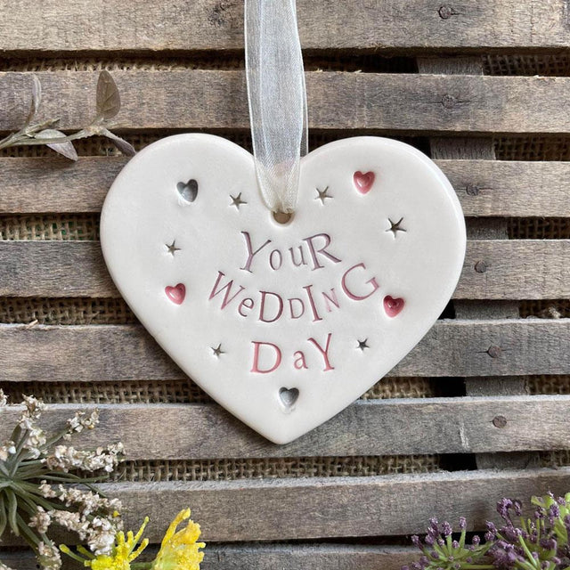 Your Wedding Day Ceramic Hanging Heart Decoration