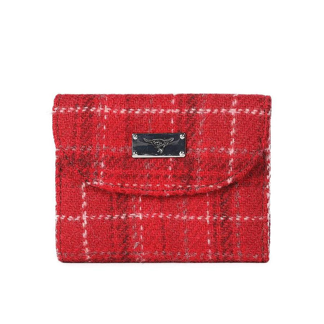 Glen Appin Harris Tweed Jura Short Wallet in Red Check