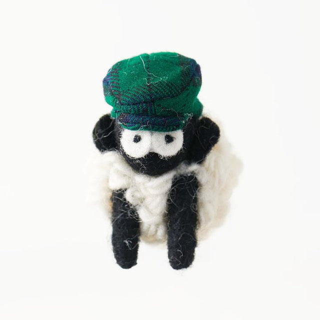 Green Tartan Flat Cap Sheep Magnet