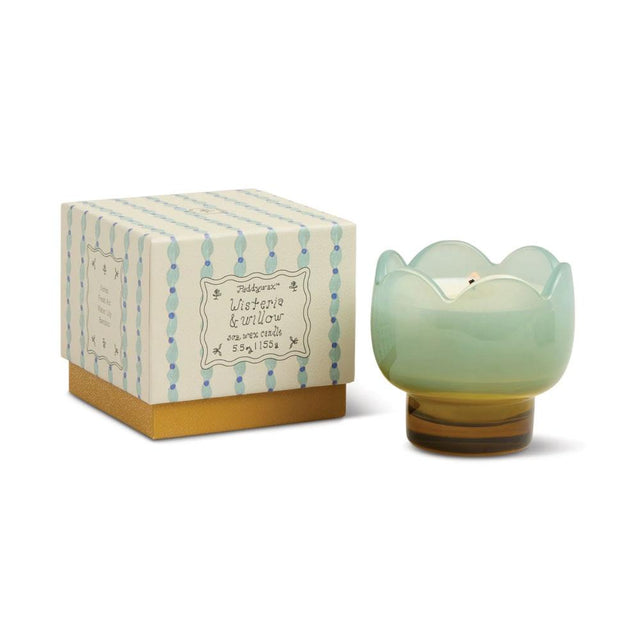 Wisteria & Willow Tulip Glass Candle Close Up