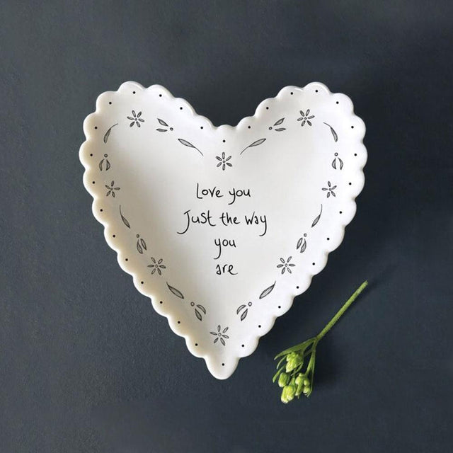 Love You Just Scallop Porcelain Heart Dish