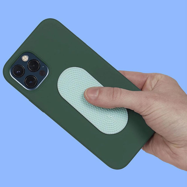 Static Teal Slab Oval Silicone Sensory Sticker Close Up