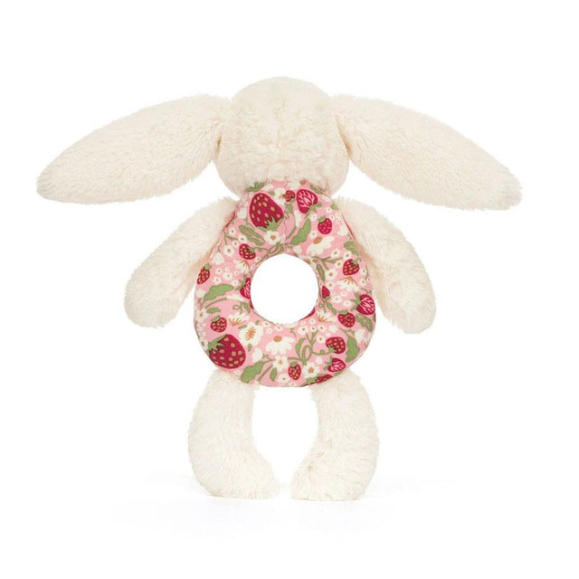 Blossom Cream Bunny Berry Ring Rattle Back Facing