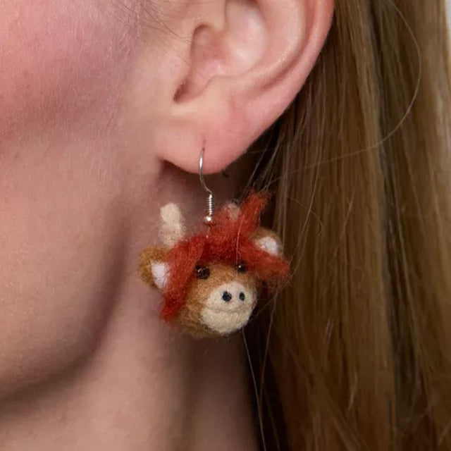 Highland Cow Wool Felt Earrings