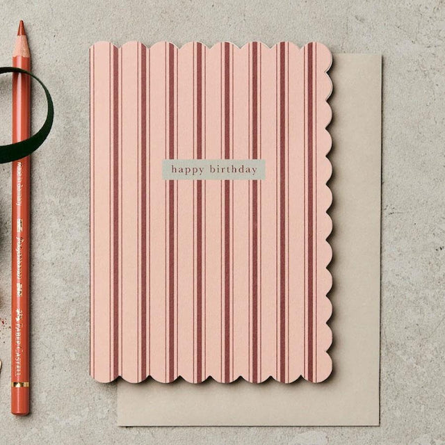 Burgundy Pink Birthday Stripe Card