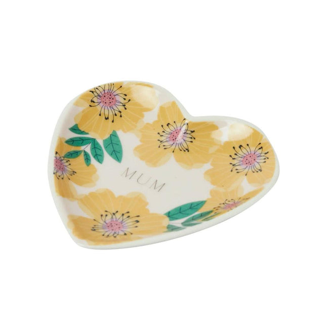 Mum Yellow Rose Heart Trinket Dish