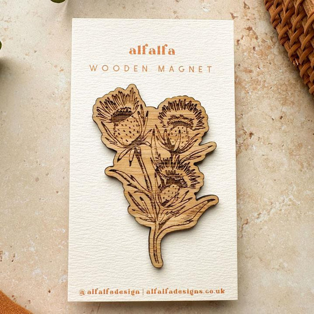 Thistle Wood Magnet on Backing Card