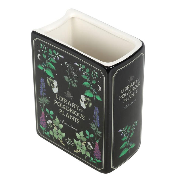 Poisonous Plants Gothic Botanical Book Shaped Vase Side Facing