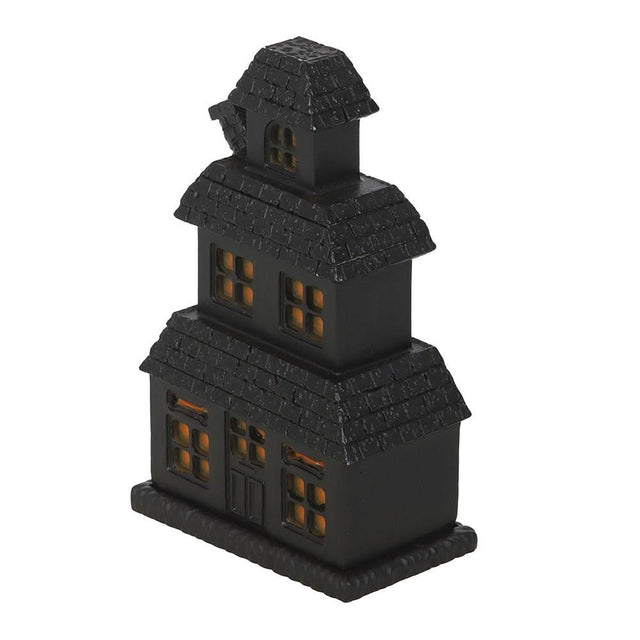 Black Haunted House Incense Cone Holder Side Facing