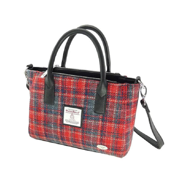 Harris Tweed Brora Tote in Red & Grey Tartan