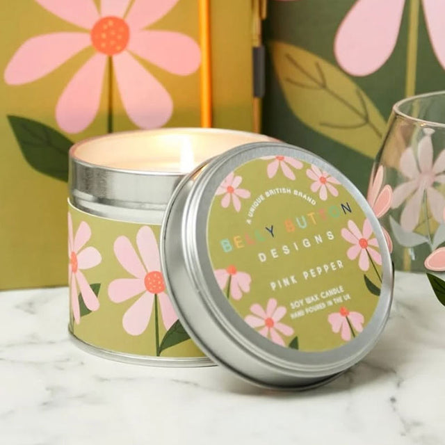 Olive Floral Candle Tin in Situ