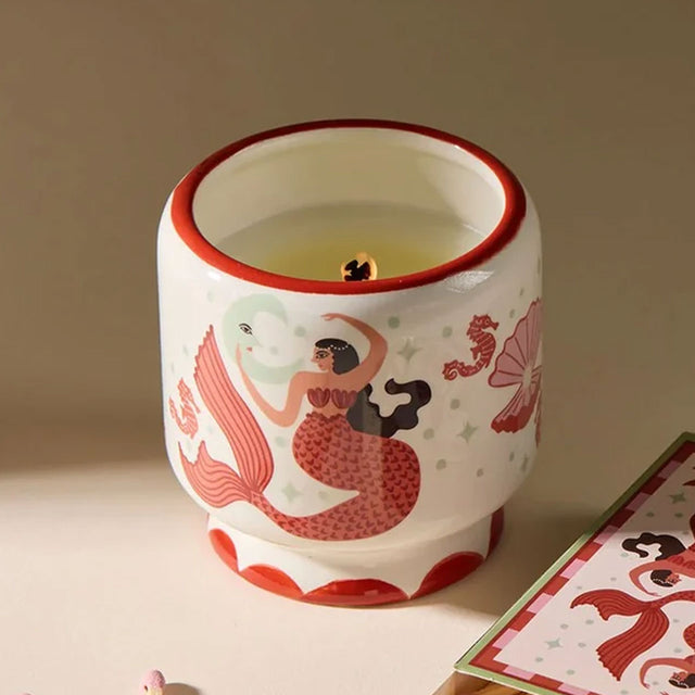 Mermaid & Moon Ginger & Teak Ceramic Candle in Gift Box
