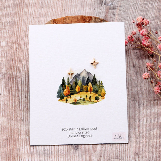North Star Stud Earrings in Gold