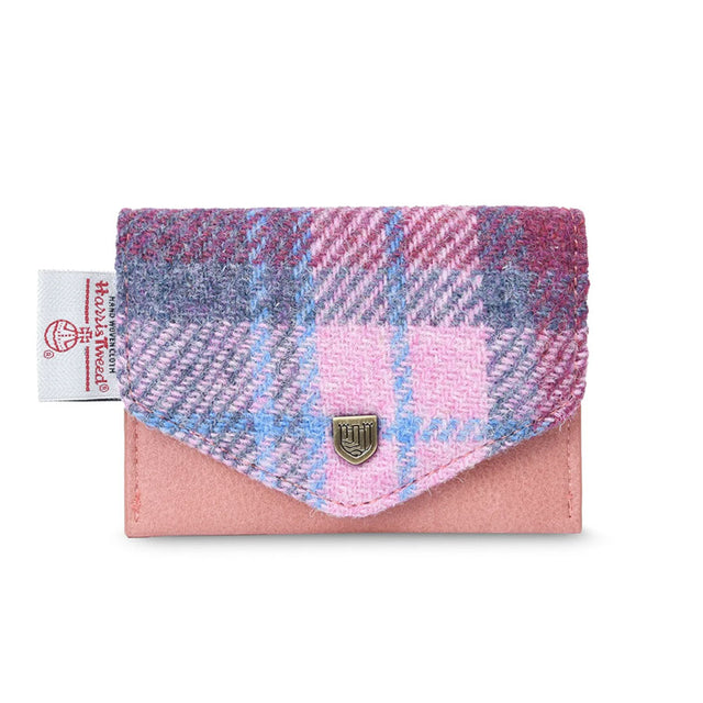 Islander Harris Tweed Pink and Blue Tartan Card Purse