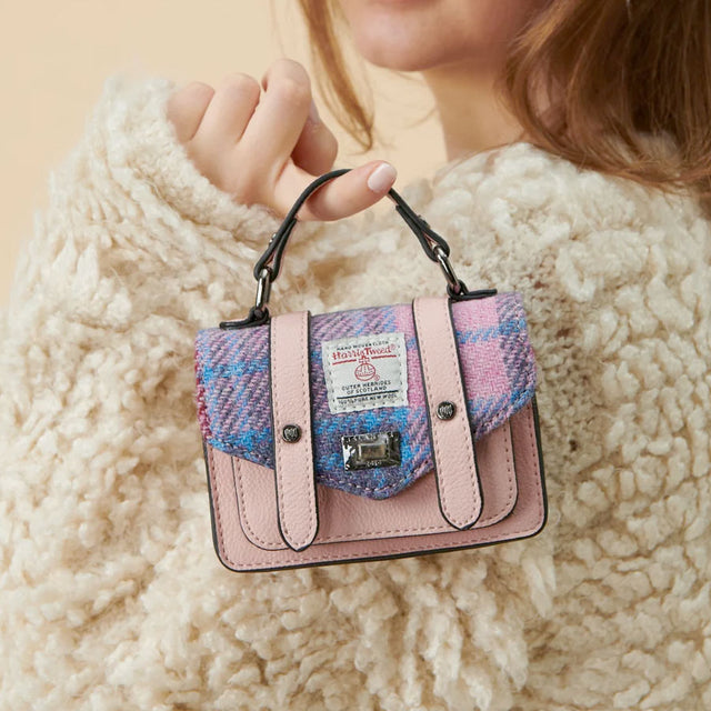 Harris Tweed Pink and Blue Wee Satchel