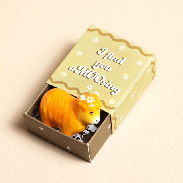 Highland Cow Matchbox Ceramic Token
