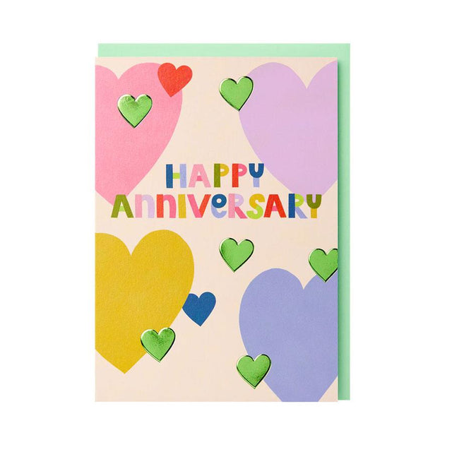 Happy Anniversary Foil Hearts Card