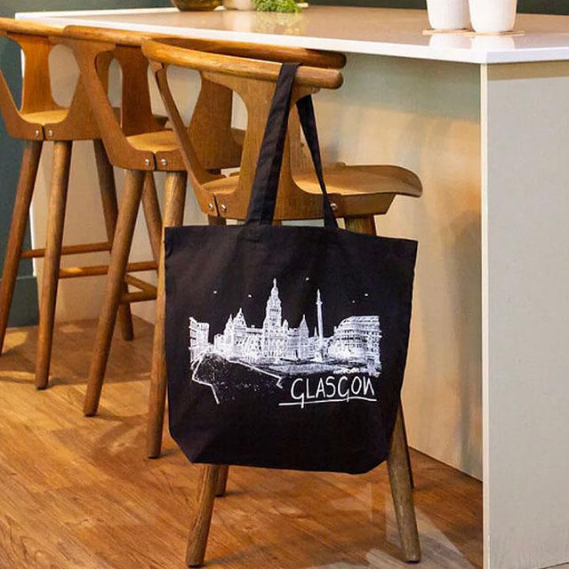 Glasgow Skyline Black Tote Bag