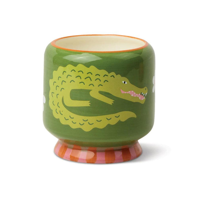 Prickly Pear Crocodile Ceramic Candle Close Up