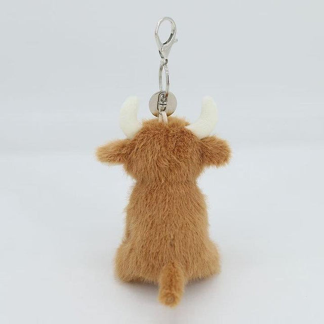 Brown Highland Cow Keyring Back Facing