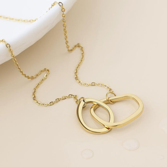 Gold Linked Hoops Necklace