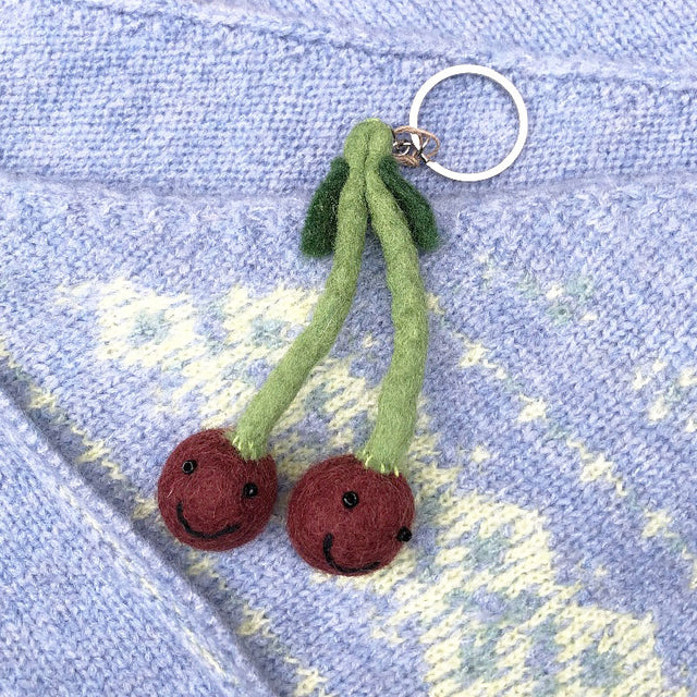 Cherries Felt Keyring