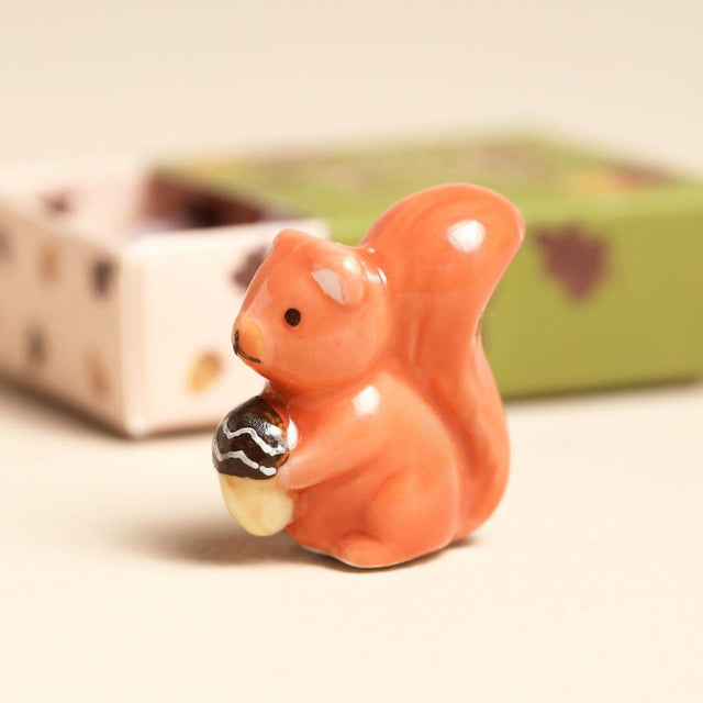 Squirrel Matchbox Ceramic Token Close Up