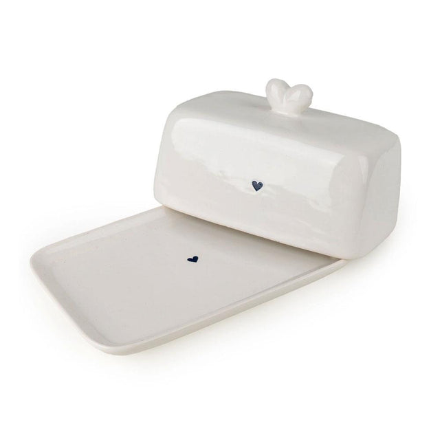Ceramic Butter Dish with Heart with Base