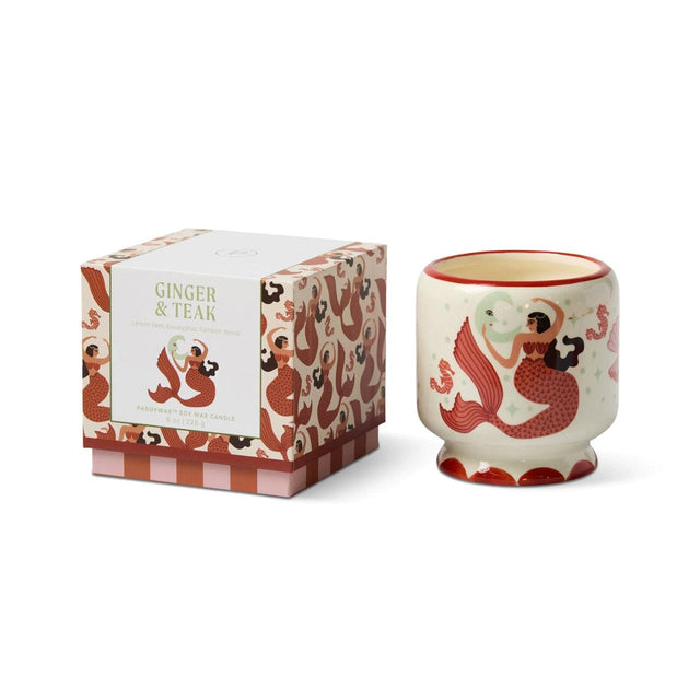 Mermaid & Moon Ginger & Teak Ceramic Candle in Gift Box