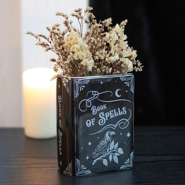 Book of Spells Gothic Book Shaped Vase in Situ