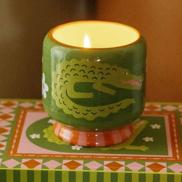 Prickly Pear Crocodile Ceramic Candle