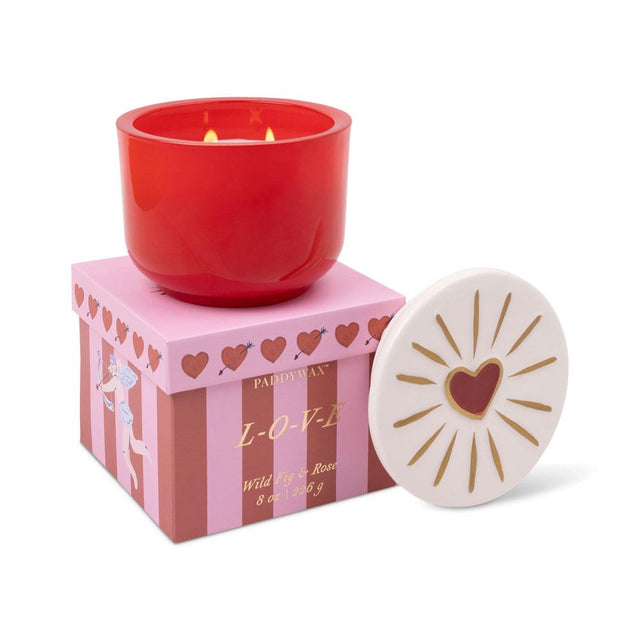 Love Glass Candle with Heart Ceramic Lid