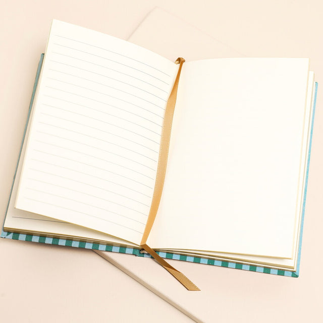 Green Stripe Dreams and Doodles Notebook Open Pages
