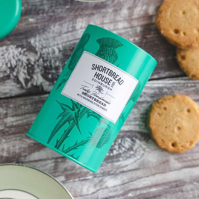 Stem Ginger Shortbread Rounds in Tin