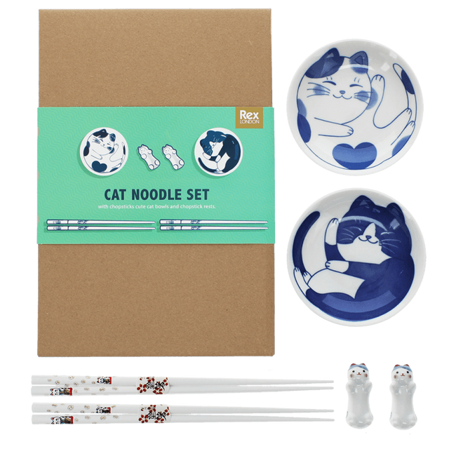 Cat Chopsticks, Rests and Dipping Bowls Set Full Set