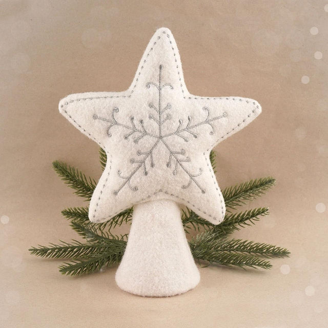 Christmas Silver Star Felt Tree Topper