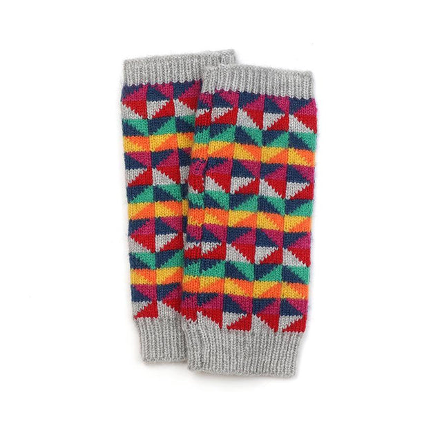 Multi Rainbow Geo Pattern Wrist Warmers