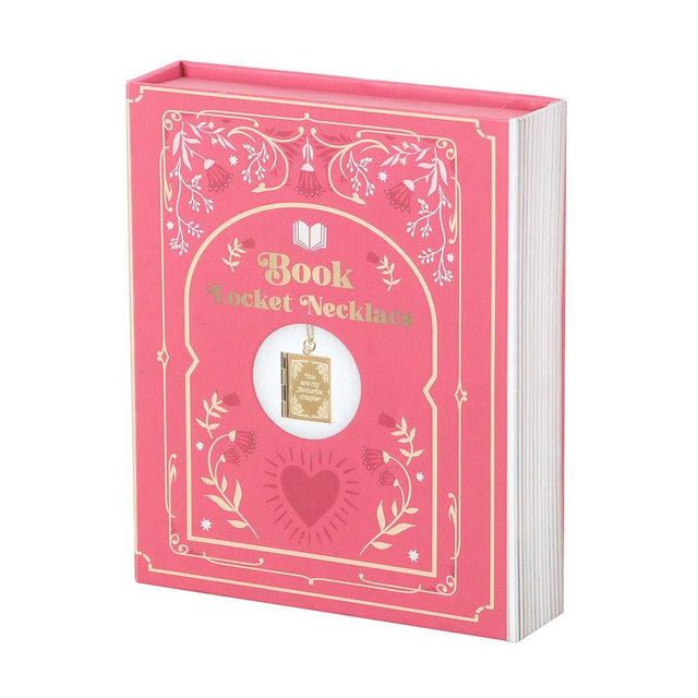 Gold Vintage Book Locket Necklace in Gift Box Close Up