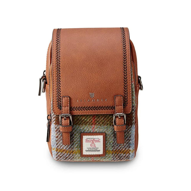 Harris Tweed Chestnut and Blue Tartan Baby Jura Cross Body Bag