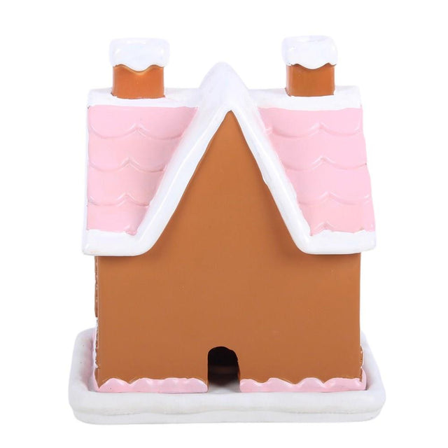 Pink Gingerbread House Incense Cone Burner Back Facing